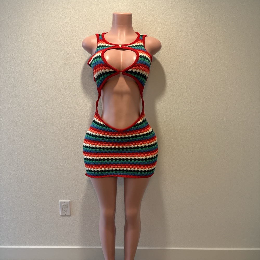 Striped Multicolor Cut-Out Dress